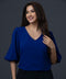 Vneck Balloon Sleeve Blue Top